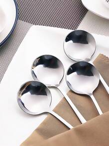 8pcs Stainless Steel Spoon Round Head Spoon Dessert Cake Spoon Suitable For Family Party Party Restaurant Hotel Cutlery, Kitchen, Christmas Gift - Silver - View 6