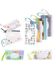 1 件可爱湿巾储物袋、翻盖纸巾盒、户外实用配件、湿巾袋、便携式可重新密封 EVA 湿巾分配袋，方便旅行、骑自行车、学生、工作等。 - 彩色 - 查看 5