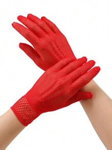 1 Pair Plaid Elegant Polyester Hollow Bowknot Gloves, Mature For Wedding, Holiday Party, Evening Date