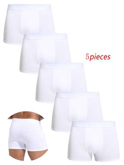 5pieces Pack White Boxer Shorts Men Polyester Underwear Breathable Male Underpants For Men Boxer Shorts Slips