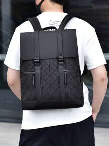 1 件全新升级男士背包，15.6 英寸笔记本电脑背包，多功能背包，大容量背包，翻盖设计 4 款可选，适合青少年男孩男士背包礼物男孩电脑英式翻盖背包复古格子印花电脑包抽绳翻盖口袋背包徒步旅行多功能户外便携时尚休闲男士背包度假胸包侧包挎包皮包流浪包腰包男士圣诞礼物情人节旅行必需品节日必需品书包露营旅行包贴纸夏季返校沙滩包海滩 - 彩色 - 查看 5