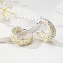 1 对彩色喷漆水滴设计方形耳钉，时尚独特 - 圓形耳環 - 查看 10