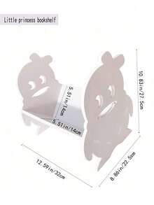 1PC 9mm厚木塑板{PVC}现代简约桌面书架适用于家庭书房、办公桌面置物架、客厅收纳、卧室杂志收纳、浴室桌面整理，无味可水洗材质DIY组装简约便捷卡通猫书架/一字形创意书挡学生礼物 - 白色 - 查看 4