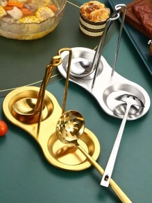 1pc Titanium Plated Stainless Steel Minimalist Western Style Soup Ladle Holder, Strainer Pot Rack, Multi-Purpose Kitchen Pot Rack - Multicolor - View 5