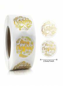 500pcs Golden Snowflake Merry Gift Envelope Seal Label Decorative Stickers Birthday Home Decor Christmas Decorations Room Decor Christmas Winter - Gold - View 1