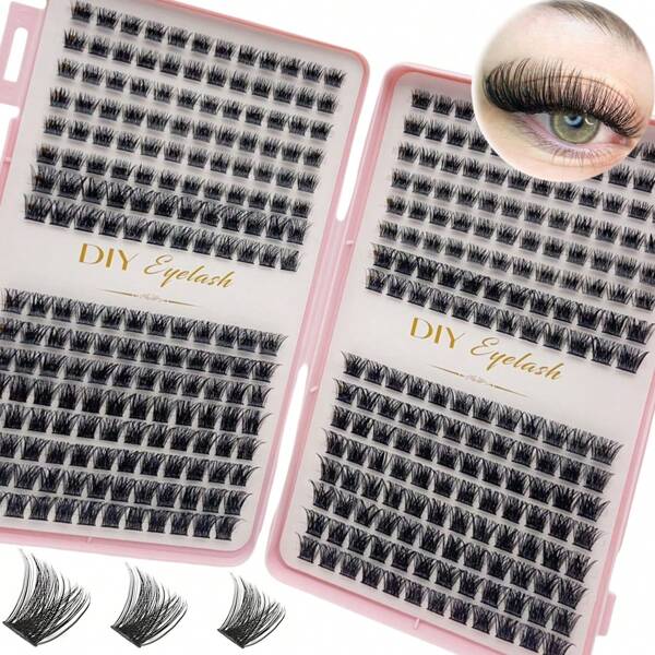 384pcs Individual Lashes Eyelash Book Clusters Extensions False Eyelash DIY At Home Cluster Eyelash Extensions Makeup Lash Clusters,Eye Lash Clusters,Individual Eyelashes,Lashes,Fake Lashes