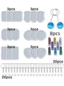 6 Stücke/1 Set - Silikon-Anhängerform DIY oval quadratisch kristall edelstein förmige Halskette Schlüsselanhänger Ohrringe Anhänger Form Epoxidharz Form