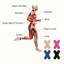 20pcs/Set Kinesiology Tape, Elastic Sports Waterproof Muscle Tape, For Knee Shoulder Elbow - Multicolor - View 5
