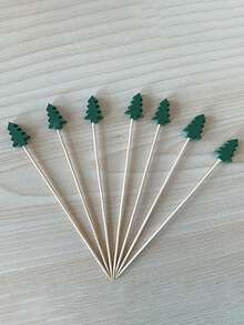 30pcs Colorful Christmas Tree Cocktail Decoration Sticks, Stirring Sticks, Creative Christmas Tree Shape Fruit Decoration Sticks, Baking Cake Decoration Sticks, Food Tasting Toothpicks. For Festivals And Parties Decoration Sticks, Christmas Gifts, Merry Christmas, Party, Birthday Decoration, For Outdoor, Camping - Multicolor - View 3
