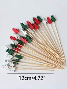 30pcs Colorful Christmas Tree Cocktail Decoration Sticks, Stirring Sticks, Creative Christmas Tree Shape Fruit Decoration Sticks, Baking Cake Decoration Sticks, Food Tasting Toothpicks. For Festivals And Parties Decoration Sticks, Christmas Gifts, Merry Christmas, Party, Birthday Decoration, For Outdoor, Camping - Multicolor - View 7