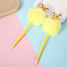 1/5黄色PP材质蜜蜂可爱玩具笔毛圆珠笔可爱毛绒卡通学习办公书写工具创意圆珠笔儿童益智玩具学生书法学习用品 - 黃色 - 查看 6