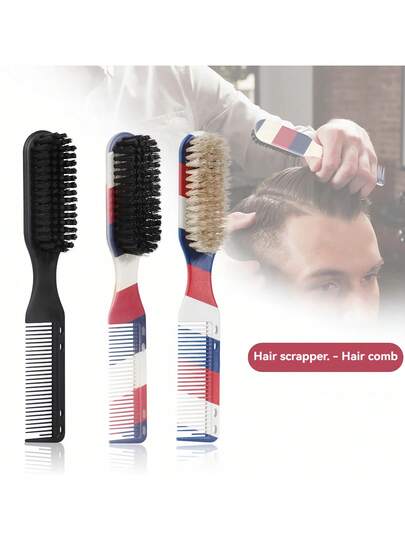 Cepillo para barba de hombre, peine cepillo rayado de barbero, kit de aseo y peinado de barba