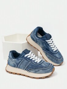 Alan Vincent [Light Freedom Series] Scarpe blu da donna per la primavera 2025, nuovi stile con suola spessa, scarpe sportive confortevoli e alla moda, sneaker casual da donna per uso quotidiano, scarpe da festa all'aperto, scarpe da donna blu, scarpe Cortez per studenti ragazze, scarpe casual Cortez adatte per ogni occasione - Blu - Visualizzare 6