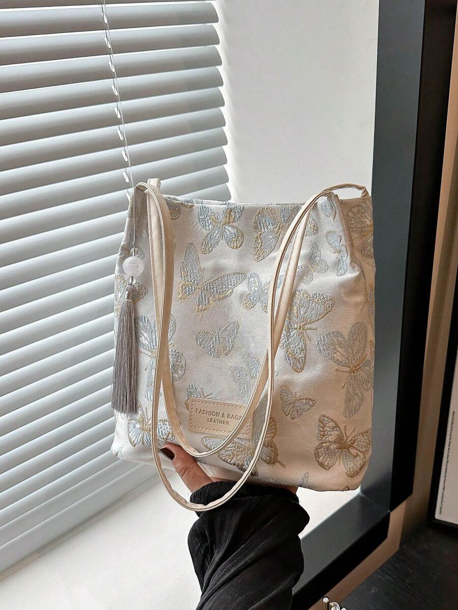 Túi đeo chéo bằng vải bố cổ điển, túi đeo vai tối giản phong cách retro, túi xách/túi tote nữ thường ngày. - Màu xanh lam - Xem 1