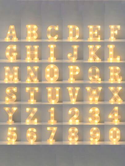 1 个 16 厘米字幕字母灯，发光字母，LED 字母灯，LED 发光字符，26 个字母和 10 个数字，适用于派对求婚、生日、成人礼装饰等各种场景