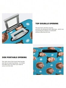 1pc Custom Luggage Cover With Face Personalized Luggage Cover Add Your Own Name Photo Text Double-Sided Different Design Travel Suitcase Case Protector Elastic Washable Baggage Covers - Multicolor - View 6