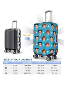 1pc Custom Luggage Cover With Face Personalized Luggage Cover Add Your Own Name Photo Text Double-Sided Different Design Travel Suitcase Case Protector Elastic Washable Baggage Covers - Multicolor - View 7