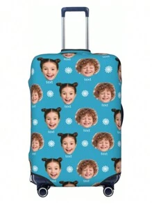 1pc Custom Luggage Cover With Face Personalized Luggage Cover Add Your Own Name Photo Text Double-Sided Different Design Travel Suitcase Case Protector Elastic Washable Baggage Covers - Multicolor - View 2