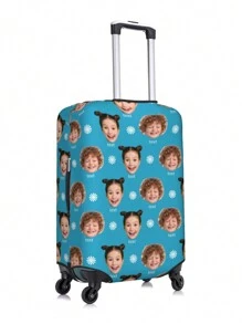 1pc Custom Luggage Cover With Face Personalized Luggage Cover Add Your Own Name Photo Text Double-Sided Different Design Travel Suitcase Case Protector Elastic Washable Baggage Covers - Multicolor - View 4