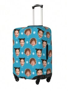 1pc Custom Luggage Cover With Face Personalized Luggage Cover Add Your Own Name Photo Text Double-Sided Different Design Travel Suitcase Case Protector Elastic Washable Baggage Covers - Multicolor - View 3