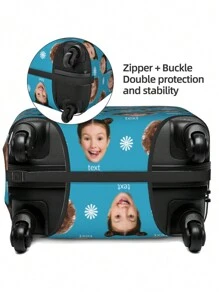 1pc Custom Luggage Cover With Face Personalized Luggage Cover Add Your Own Name Photo Text Double-Sided Different Design Travel Suitcase Case Protector Elastic Washable Baggage Covers - Multicolor - View 5