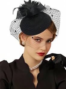 Natural Feather Fascinators Hats, Elegant Vintage Style, Suitable For Tea Party, Horse Racing Events, Parties, All Seasons - Multicolor - View 1