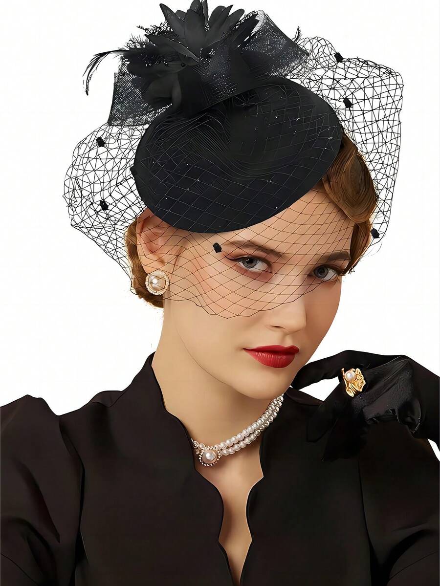 Natural Feather Fascinators Hats, Elegant Vintage Style, Suitable For Tea Party, Horse Racing Events, Parties, All Seasons - Multicolor - View 1