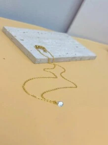 1 Vòng Cổ Dây Thép Không Gỉ Mạ Vàng 18K Với Mặt Dây Đá Cubic Zirconia Hình Tròn Dành Cho Nữ, Thích Hợp Để Đeo Hàng Ngày, Lễ Kỷ Niệm, Ngày Hẹn hò - Vàng - Xem 5