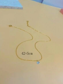 1 Vòng Cổ Dây Thép Không Gỉ Mạ Vàng 18K Với Mặt Dây Đá Cubic Zirconia Hình Tròn Dành Cho Nữ, Thích Hợp Để Đeo Hàng Ngày, Lễ Kỷ Niệm, Ngày Hẹn hò - Vàng - Xem 2