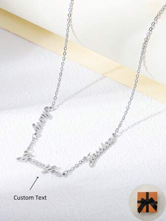 1pc Customized Fashionable 18K Gold Plated Stainless Steel Multi-Name Pendant Necklace, Gift For Couple, Friend, Family - Silver Gold,Silver Stylish,Fall Fashion,Casual,Vintage,Old Money Custom,Personalized,Unique Ideal Gifts For Her Girlfriend,Mom,Family,Friends,Daughter,Her,Grandparents For Anniversaries,For Birthdays,For Daily Wear,For Prom,For Mother's Day,For Valentine's Day,For Graduation,For Weddings Valentines