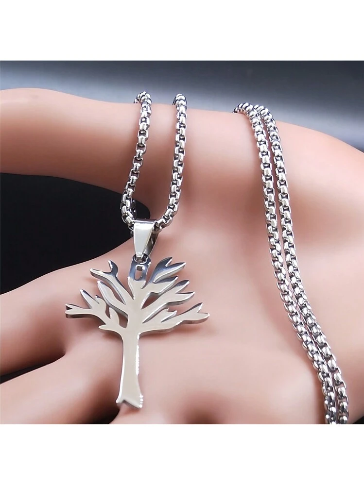 1pc High Quality Stainless Steel Tree Of Life Pendant Necklace