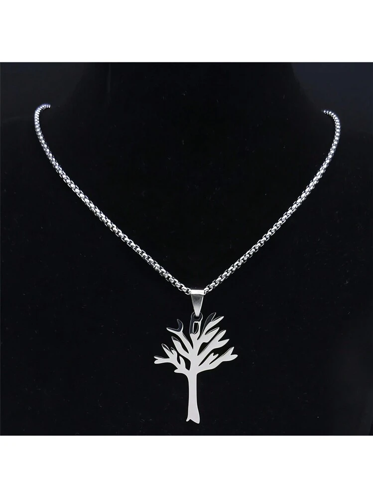 1pc High Quality Stainless Steel Tree Of Life Pendant Necklace