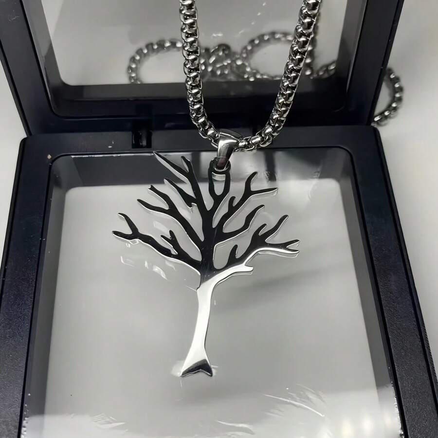1pc New Hip-Hop Style High Quality Stainless Steel Tree Of Life Pendant Necklace For Men And Women