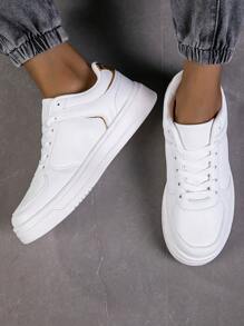 Pantofi pentru bărbați, la modă de toamnă/iarnă, cu blocuri de culoare, pantofi casual cu șireturi, cu talpă moale, care absorb șocuri pentru activități în aer liber - Aur - Vizualizare 3