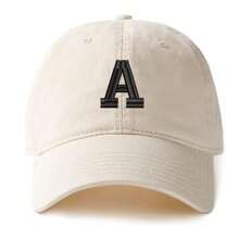 A-Z English Letters Casual Polyester Baseball Cap, Beige, All Season