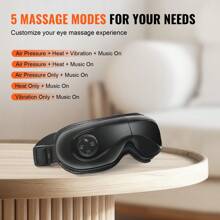 Eye Massager With Heat & Remote Heated Eye Massage Mask With 5 Modes And Bluetooth Music 180° Foldable Eye Care Massager For Eye Strain Dry Eyes Dark Circles Ideal Gift For MomDad Black