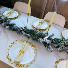 1/3/18pcs Luxury Round Placemats & Square Table Runners, Wedding Party Celebration Decor, Metal Mesh Gold Foil Placemats, Usable Gold & Silver Round Placemats, Gold Foil Metal Mesh Small Mats, For Christmas Valentine Party Decorations, Gold & Silver - Multicolor - View 3