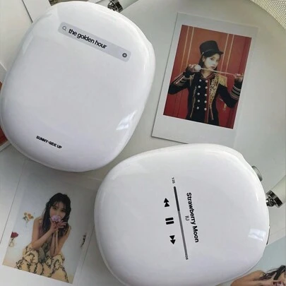 Playlist Element Music Player Illustration Protective Case For AirPods Max, White Headphone Cover