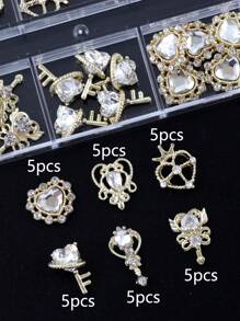 30 Pieces Per Box Of Nail Art Nail Accessories, Three-Dimensional Nail Art Set, Pink, Blue, White, Fairy Stick, Beautiful Girl Series, Sparkling Gemstone Crystal Diy Nail Products Nail Supplies Nails Nail Charms