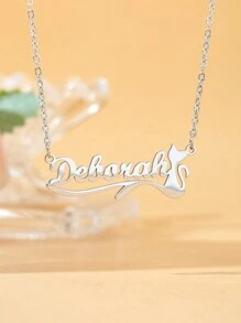 Customized Name Necklace, Stainless Steel Gold Minimalist Handwritten English Letter Jewelry Personalized, Gift For Couple, Friends, Mom For Christmas, Halloween, Valentine's Day, Anniversary - Silver - View 15