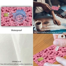 4 piezas Pegatina de tarjeta de crédito con lazo de cereza rosa, vinilo extraplano, impermeable y resistente a arrugas, cubierta extraíble para tarjeta de débito - Multicolor - Ver 4