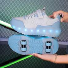 LED Flashing Comfortable In-Line Skates, Quick Gliding Roller Skates, Removable Wheel Casual Sports Shoes, A Great Gift Choice For Holidays - Mint Green - View 3