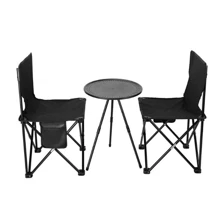 1pc  Outdoor Small Round Table Camping Folding Table Portable, Adjustable, Lightweight Table Fishing, Home Camping Table Wilderness  Camp Equipment - Black - View 1