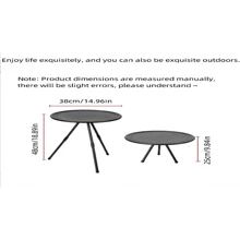 1pc  Outdoor Small Round Table Camping Folding Table Portable, Adjustable, Lightweight Table Fishing, Home Camping Table Wilderness  Camp Equipment - Black - View 2
