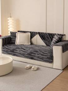 1 peça capa de almofada de flanela xadrez para sofá 1234 conjunto de proteção de assento, apoio de braço e encosto, todas as estações - Cinza escuro - Ver 8