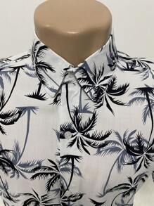 Hawaiian Floral Shirt Men's Summer Beach Short Sleeve Button Fabric 100% Viscose Shrinks A Little - trắng - Xem 3