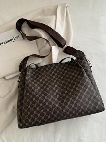 Túi Tote Da PU Vá Thời Trang Đơn Giản, Có Thể Gấp Gọn, Dung Tích Lớn, Phong Cách Trưởng Thành & Thanh Lịch Mới, Thích Hợp Cho Hàng Ngày, Công Việc, Đi Làm, Kỳ Nghỉ Và Ngày Lễ, Quà Tặng Tuyệt Vời Cho Mẹ, Túi Tote Thời Trang Cho Quý Cô - Cà phê nâu - Xem 9