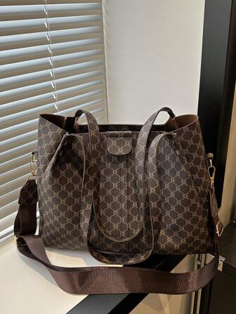 New Mature & Elegant Style Patchwork PU Leather Simplistic Fashion Foldable Large Capacity Tote Bag, Suitable For Daily, Work, Commute, Vacation And Holiday, Great Gift For Mom, Tote Bags For Ladies