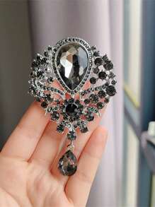1 pièce Broche rétro en cristal en forme de larme, broche à strass exagérée et aléatoire, accessoire de bijoux mode