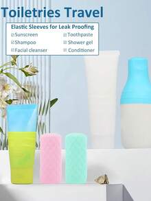 6 Cái/bộ Vỏ đàn hồi chống rò rỉ, Hành trình cần thiết, Phụ kiện du lịch cho vali, Thích hợp cho phụ nữ và nam giới, Nắp chai silicon cần thiết khi đi du lịch, Phù hợp với hầu hết các chai vệ sinh cỡ du lịch (Đen) - màu đen - Xem 8